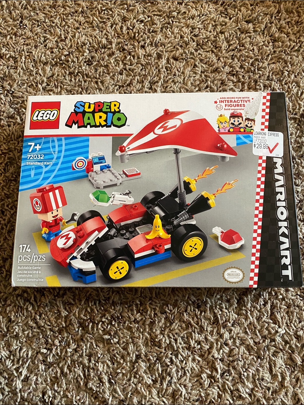 LEGO Super Mario Red and Yellow Kart with Umbrella